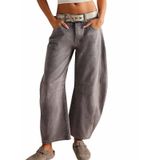 Jeans Loveimgs Women Mid Rise Barrel Vintage Solto Wide Leg