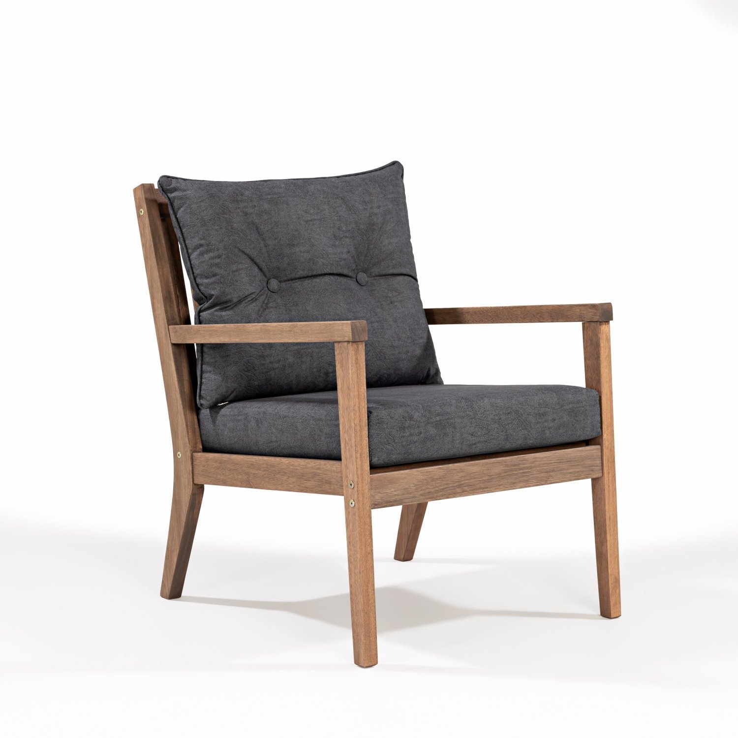 Poltrona Para Jardim Em Madeira Maciça Riade Stain Castanho/preto