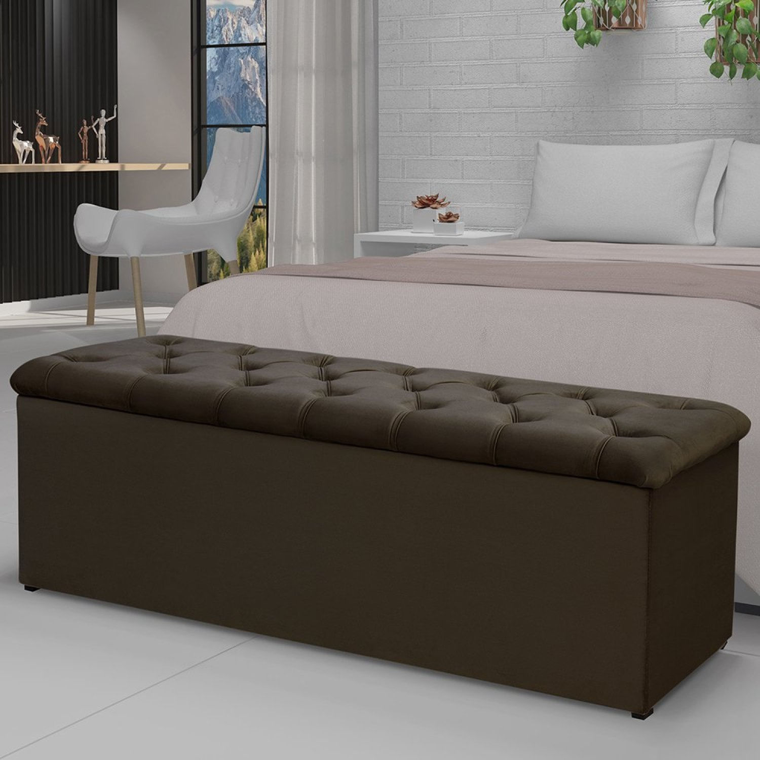 Calçadeira Recamier 160cm Lotus Cacau