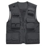 Colete Cargo Masculino Casual Leve Flygo, Pesca Ao Ar Livre, Trabalho, Safári, Viagem, Foto, Colete Cargo, Vários Bolsos (grande, Cinza)