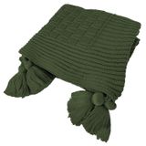 Manta Peseira De Tricot 90x180 Cm Com Tassel -diamond Verde Militar