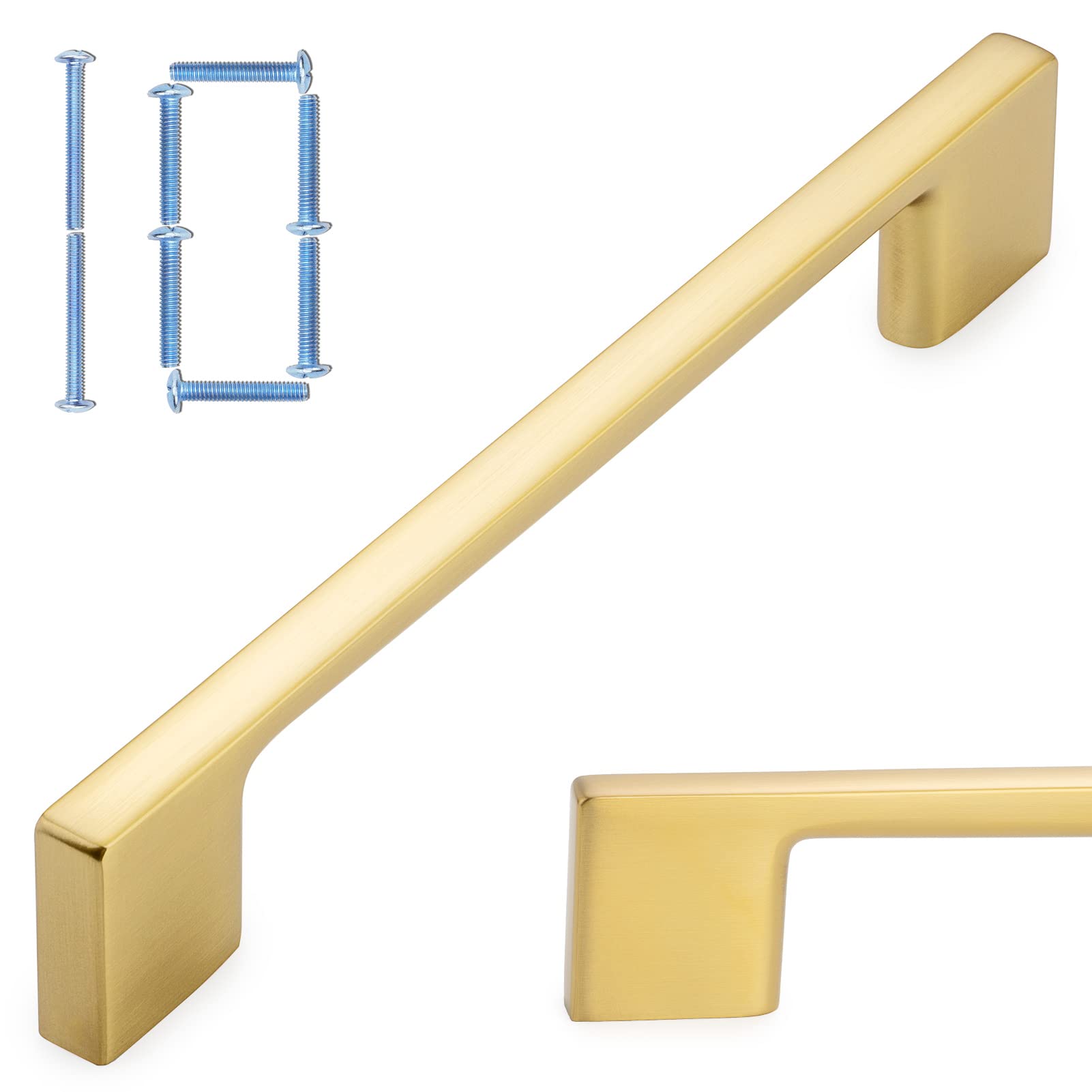 Cabinet Bar Pull Koofizo Wide Foot Brushed Gold, Pacote Com 10