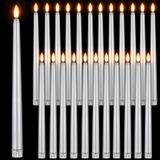 Velas Cônicas Sem Chama Macarrie, 24 Pacotes, Led, Prata, 28 Cm