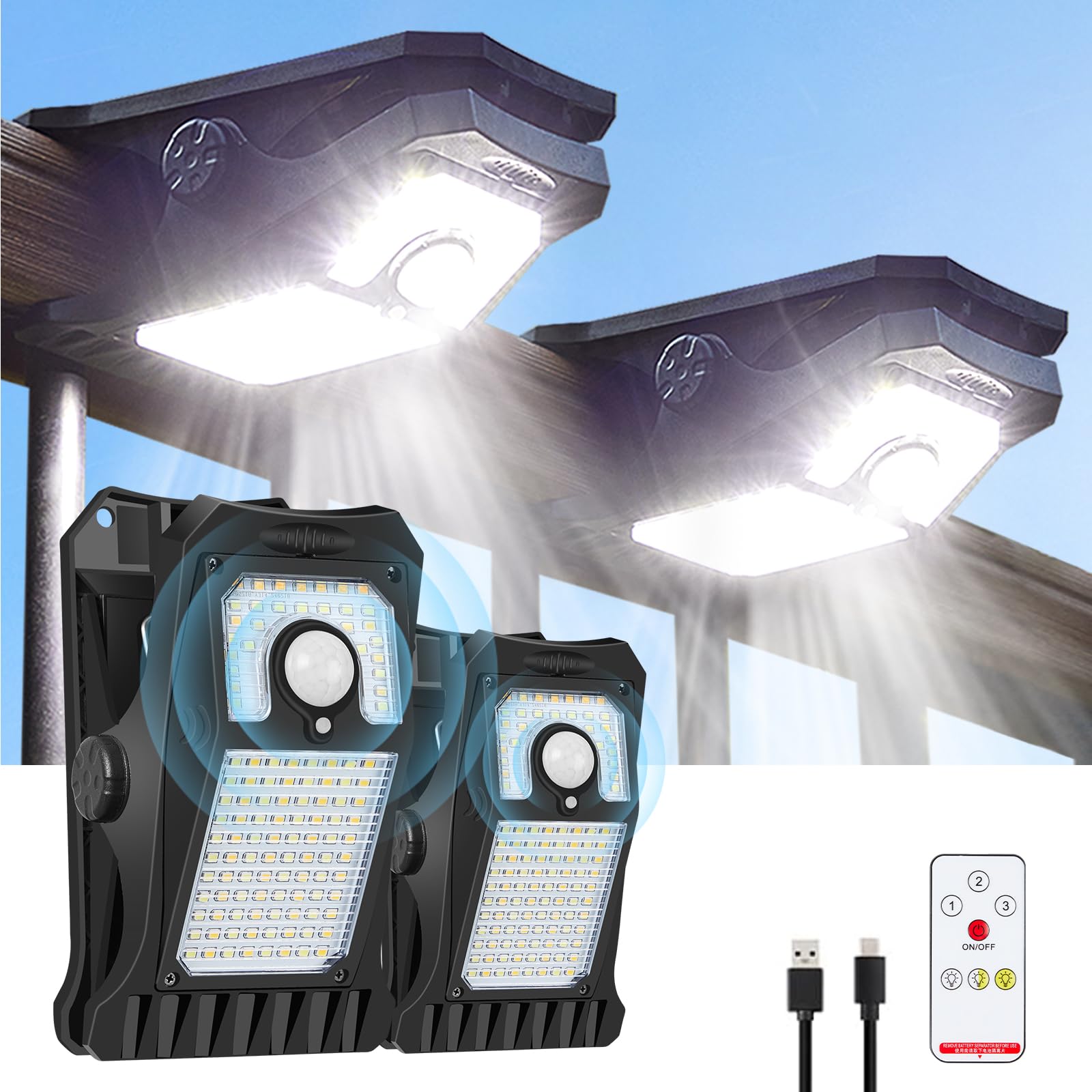 Luzes Solares Com Sensor De Movimento Lifengsoler 118leds, Pacote Com 2