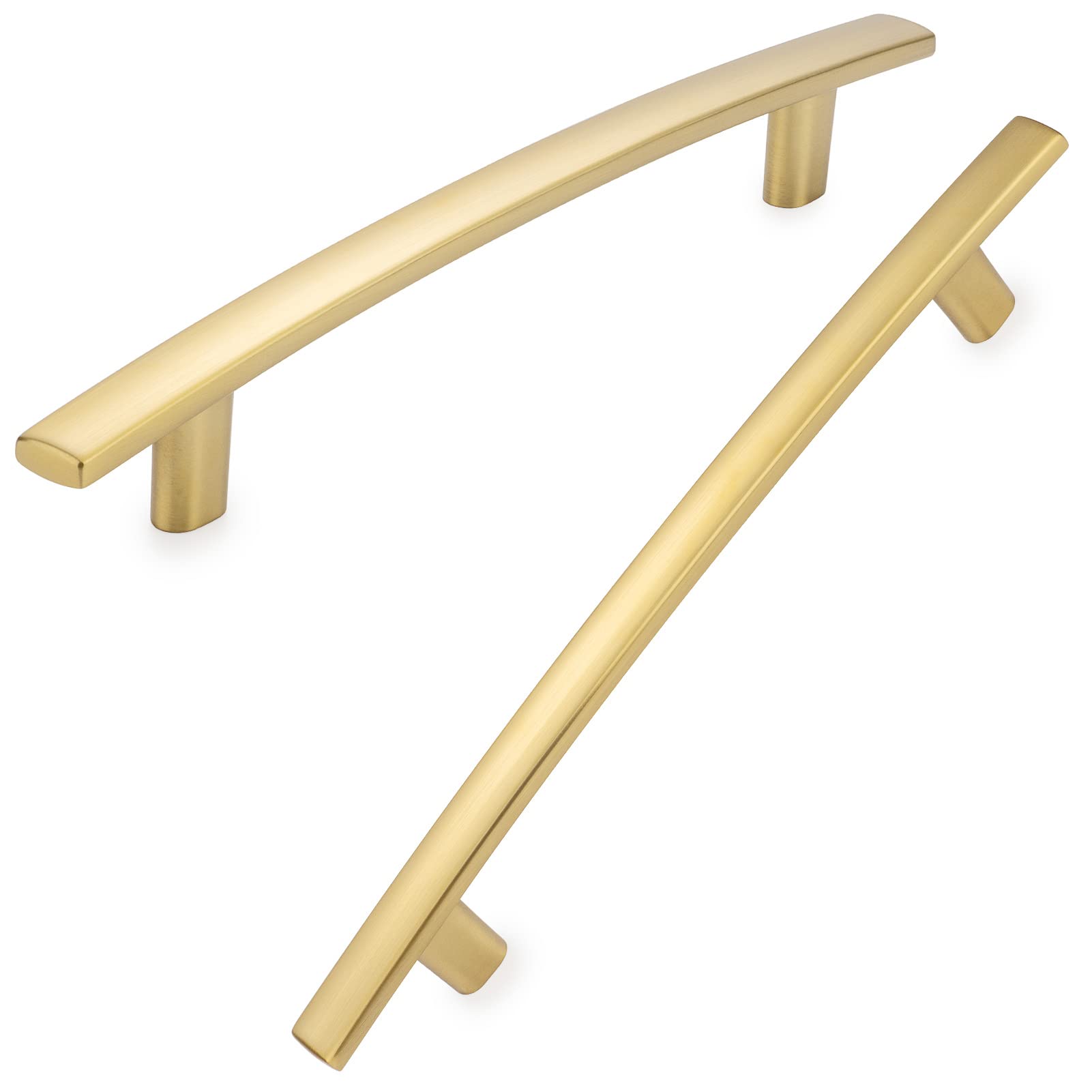 Cabinet Pull Handle Koofizo Curved Bar Brushed Gold, Pacote Com 10