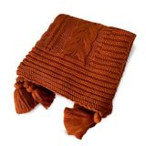 Manta Peseira De Tricot 90x180 Cm Com Tassel - Trançada Terracota