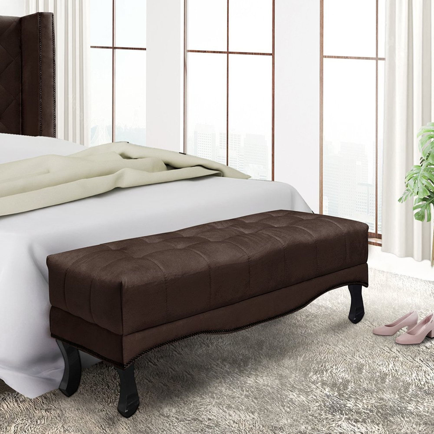 Calçadeira Recamier Solteiro Vicenza Spezzia Decor Café