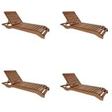 Conjunto 4 Espreguiçadeiras Para Jardim Em Madeira Maciça Chaise Long Madeira