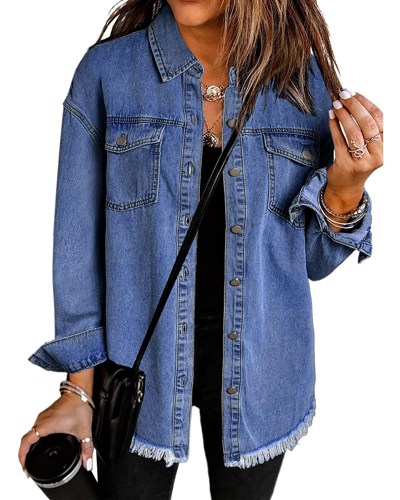 Jaqueta Vetinee Oversized Boyfriend Denim Nightfall Blue Xxl