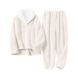 Conjunto De Pijamas Gihuo, Pulôver Feminino De Lã, Bege, Tamanho M