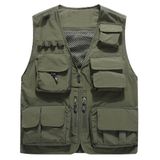 Colete Cargo Masculino Casual Leve Flygo, Pesca Ao Ar Livre, Trabalho, Safári, Viagem, Foto, Colete Cargo, Vários Bolsos (médio, Verde Militar)
