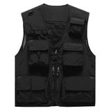 Colete Cargo Masculino Casual Leve Flygo, Pesca Ao Ar Livre, Trabalho, Safári, Viagem, Foto, Colete Cargo, Vários Bolsos (médio, Preto)