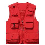 Colete Cargo Masculino Casual Leve Flygo, Pesca Ao Ar Livre, Trabalho, Safári, Viagem, Foto, Colete Cargo, Vários Bolsos (gg, Vermelho)