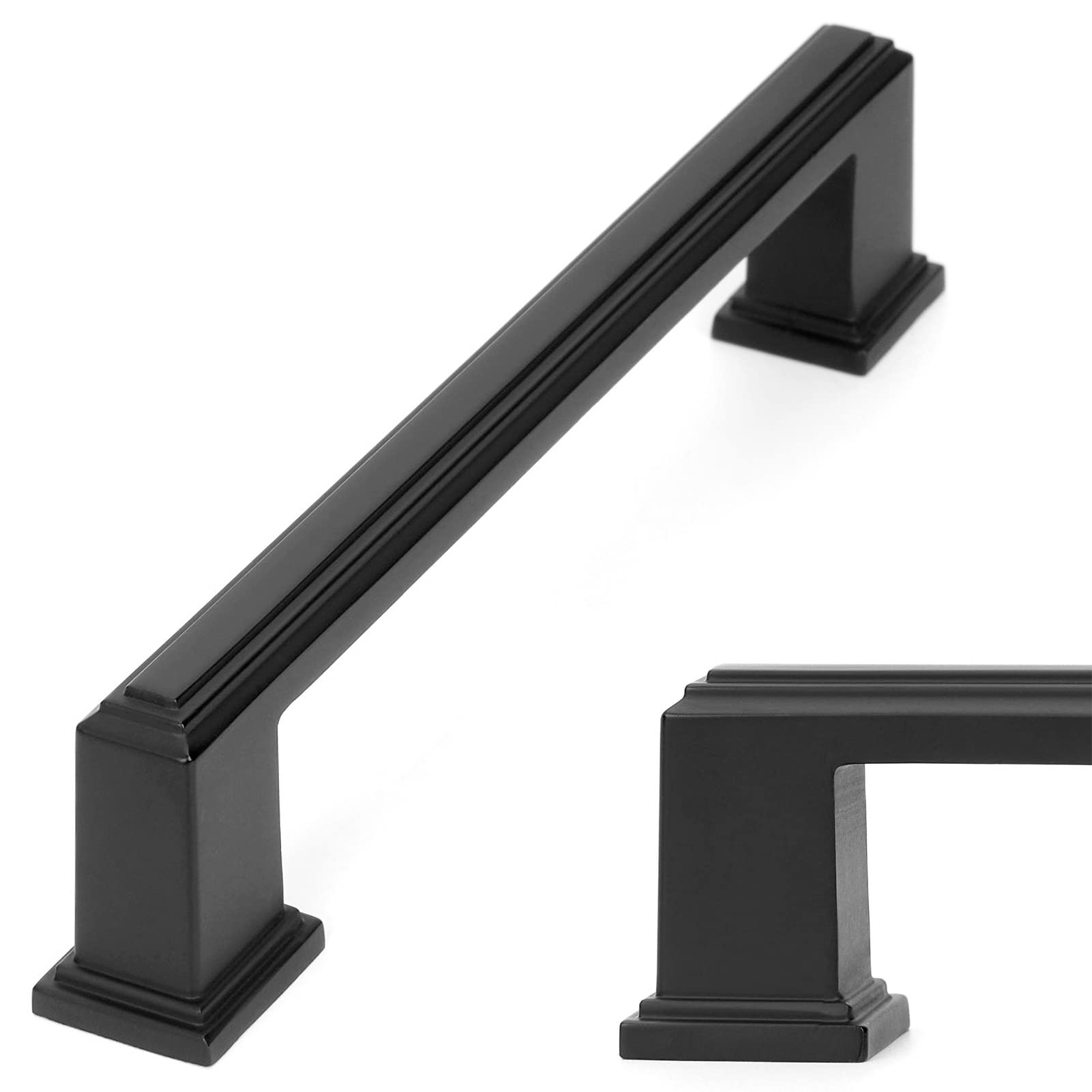 Cabinet Pull Handle Koofizo Stepped Bar Preta 128 Mm, Pacote Com 10