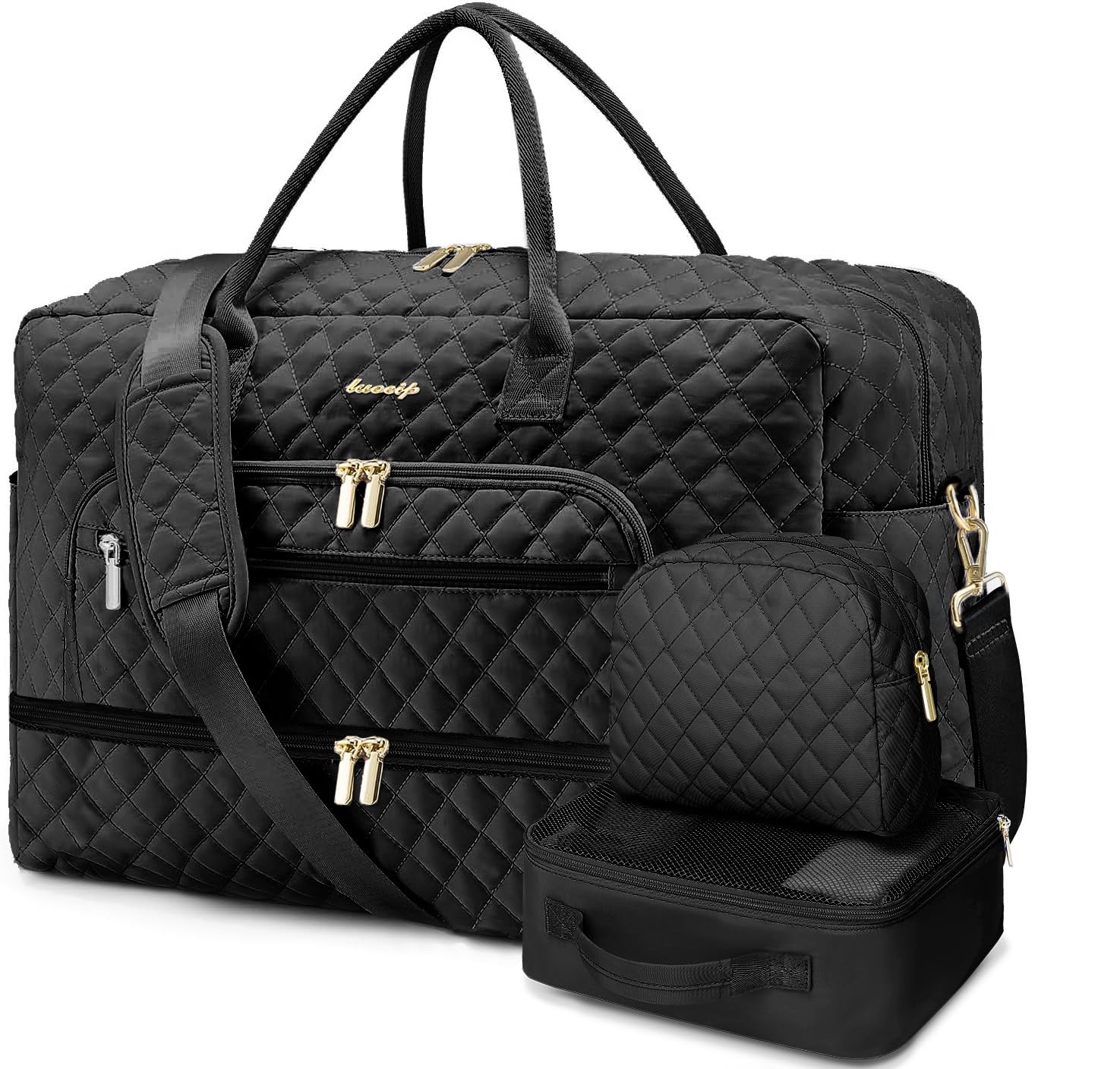 Mochila Luocip Grande Feminina Com Compartimento Para Sapatos, Conjunto De 3 Peças