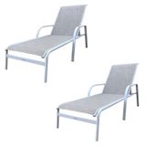 Conjunto 2 Espreguiçadeiras Reclináveis Em Alumínio E Tela Sling Cannes Portinaty Branco