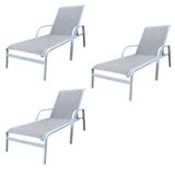 Conjunto 3 Espreguiçadeiras Reclináveis Em Alumínio E Tela Sling Cannes Portinaty Branco