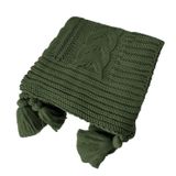 Manta Peseira De Tricot 90x180 Cm Com Tassel - Trançada Verde Militar