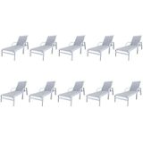 Conjunto 10 Espreguiçadeiras Reclináveis Em Alumínio E Tela Sling Cannes Portinaty Branco