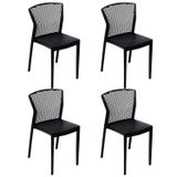 Conjunto Com 4 Cadeiras Para Jardim Peti Preto