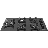 Cooktop Tri-Chama Lateral 5 Bocas Ferro Fundido a Gás Suggar Bivolt Preto