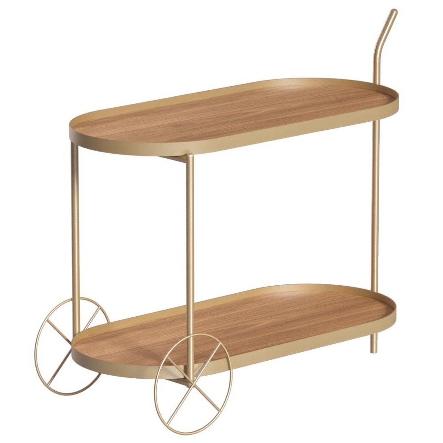 Carrinho Bar Oval 100cm X 45cm X 76cm Home Bee Dourado