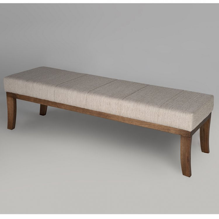 Puff para Quarto Linho Pés Imbuia 100cm Lúcia Sofani Bege/Imbuia