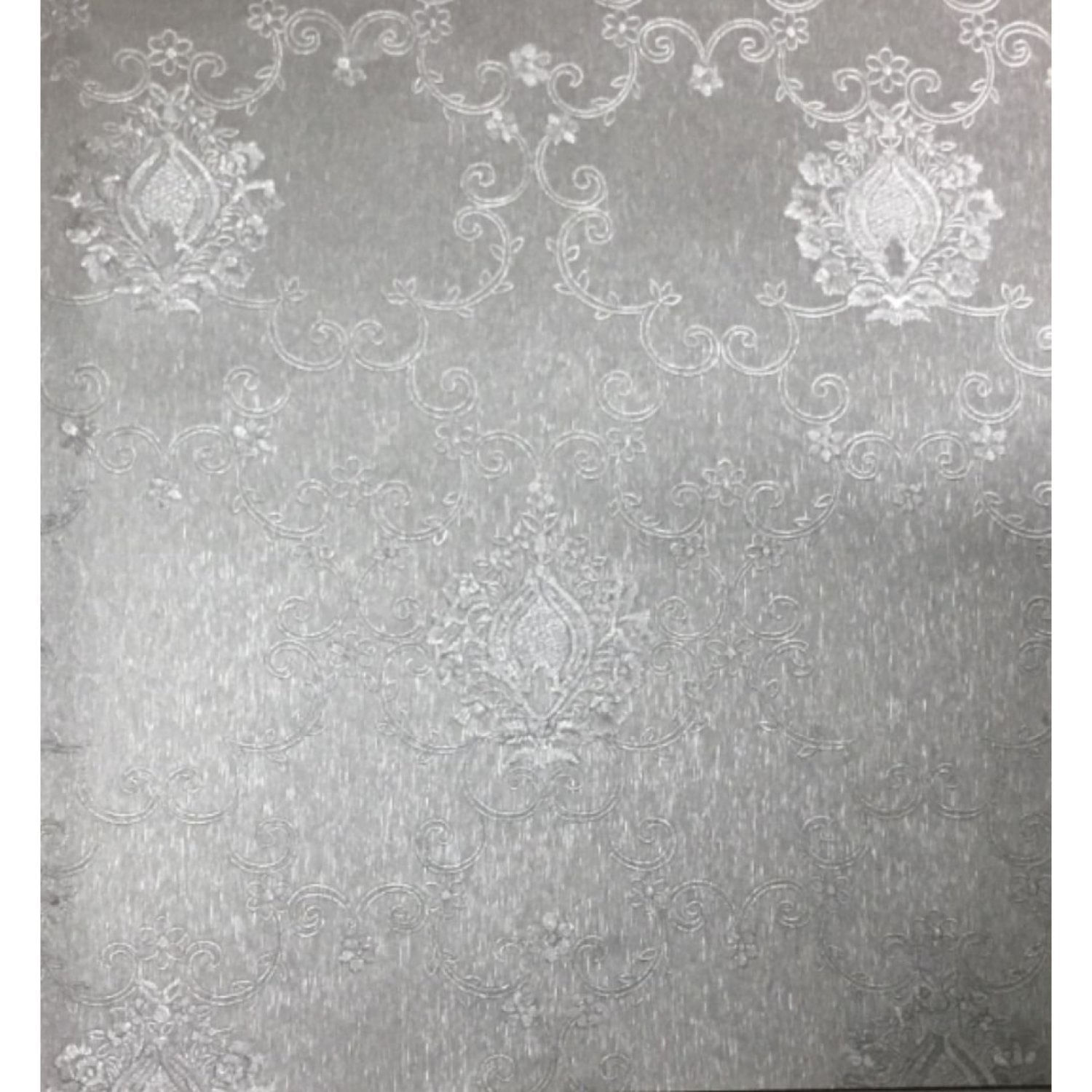 Papel De Parede Vinilico Book Bologna 53cm X 9,5m Rolo Texturizado Flor Cinza