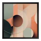 Quadro 50cm X 50cm Figura Circular Abstrata Tropical Artes Preto