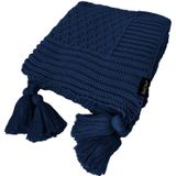 Manta Peseira De Tricot 90x180 Cm Com Tassel - Colméia Azul Marinho