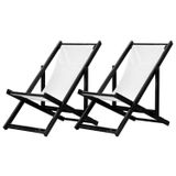 Kit 2 Espreguiçadeiras Preguiçosa Dobrável Sem Braço Black Branco