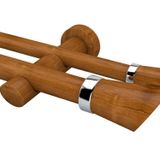 Kit Varão Duplo Completo Alemão Plus 28x19mm 3 Metros Com 2 Emendas - Quarto Ou Sala Cumaru