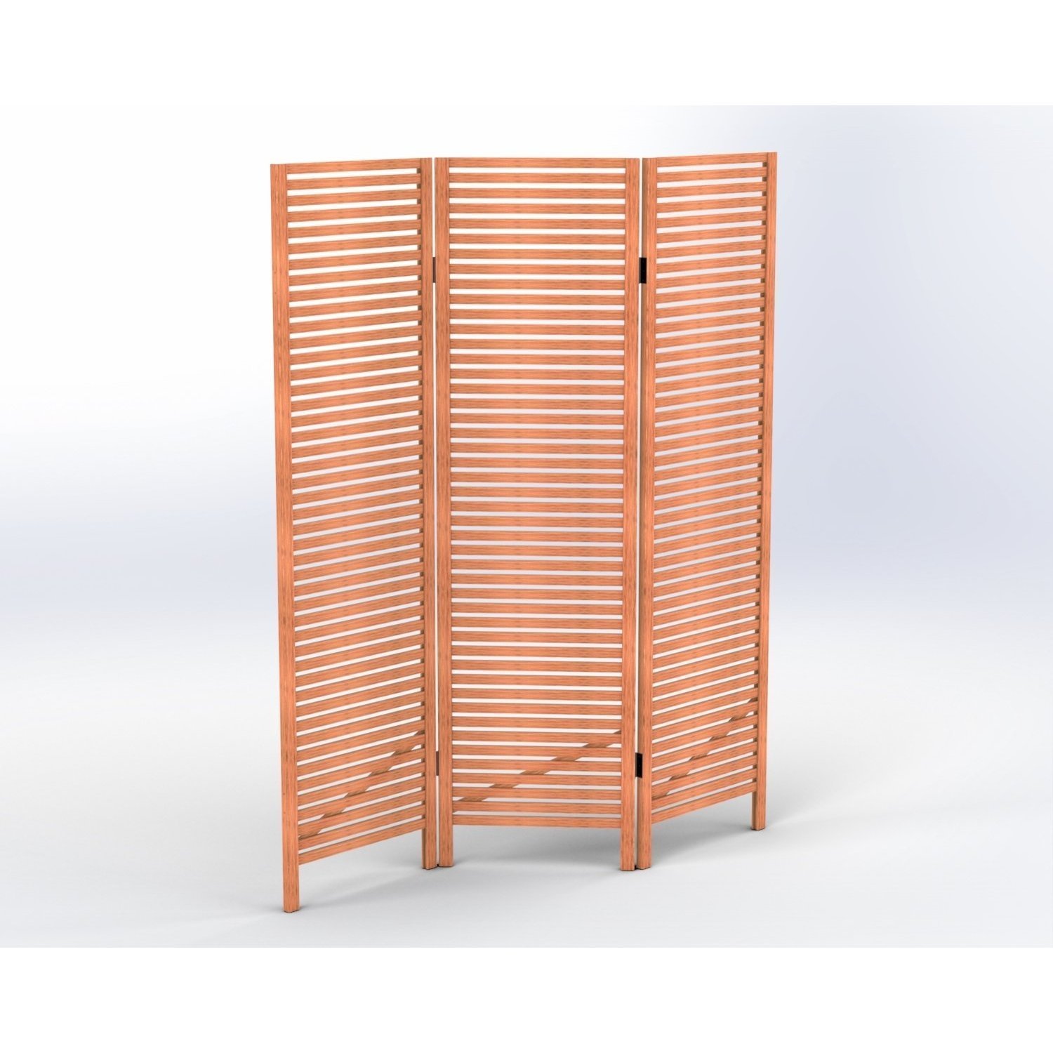 Biombo Decorativo Oliver 3 Folhas Em Madeira Maciça Stain Jatobá