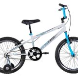Bicicleta Infantil Aro 20 Bmx Carbon Steel Com Roda Lateral Branco/azul
