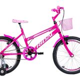 Bicicleta Aro 20 Feminina Infantil Roda Lateral Rosa