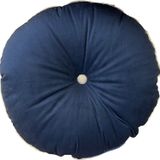 Almofada Redonda Com Botão E Cordonê Azul 40cm Azul