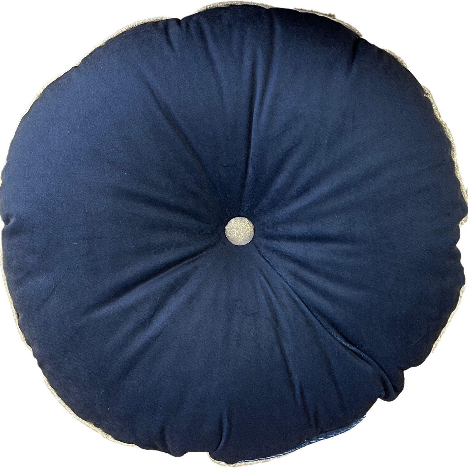Almofada Redonda Com Botão E Cordonê Azul 40cm Azul