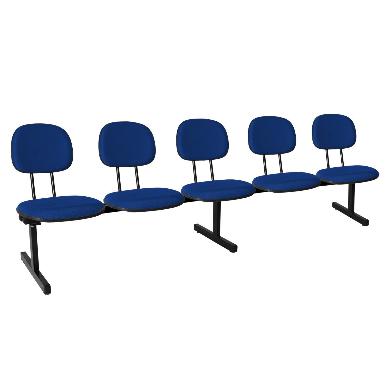 Cadeira Escritório Longarina 5 Lugares Estofada Ecoflex Azul