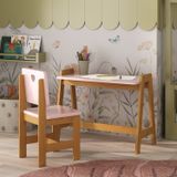 Conjunto Mesa Escrivaninha + 1 Cadeira Infantil Sofia Madeira De Pinus / Mdf