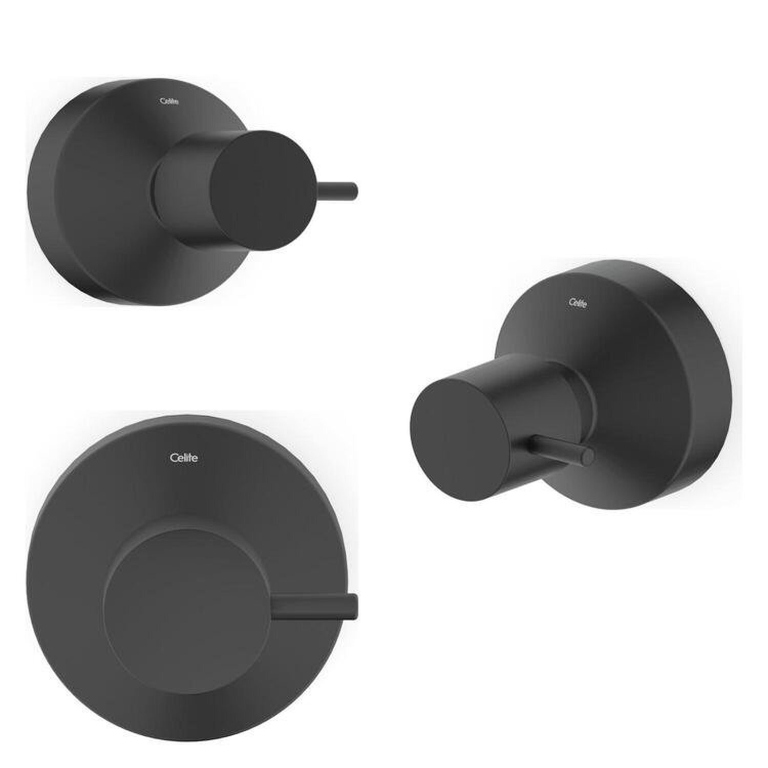 Kit Com 3 Acabamento De Registro Base Reforma 1.1/4 E 1.1/2 Basic Celite Preto Matte