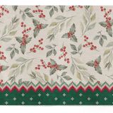 Kit 2 Jogo Americano Natal Folhagens E Frutos 47x33cm Branco/verde