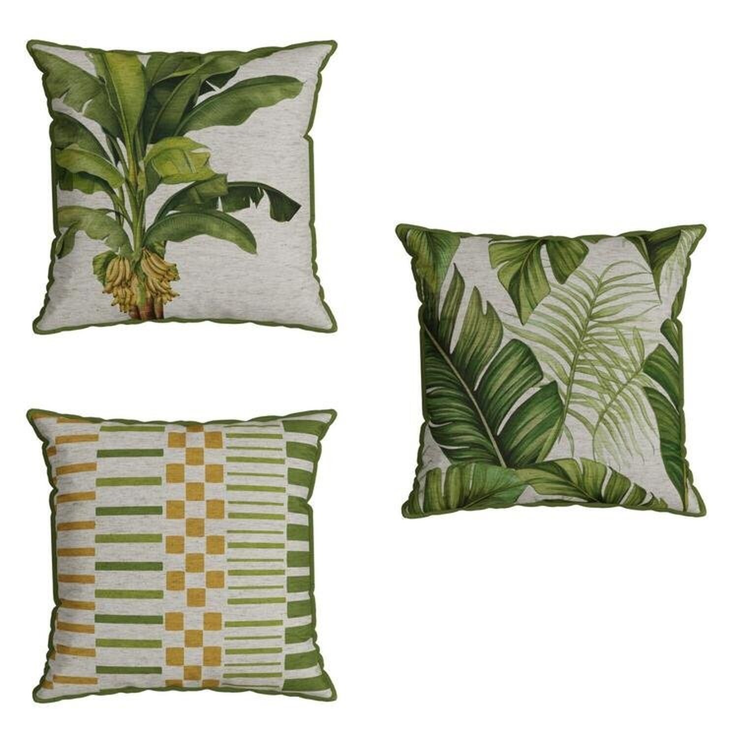 Kit 3 Capas Garden Tropical Com Cordonê 43x43 Cm Verde