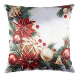 Capa Almofada Cetim Enfeites De Natal 43x43cm Verde/vermelho