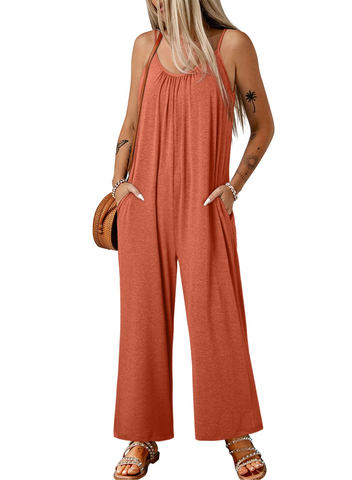 Macacão Happy Sailed Boho Para Mulheres, Laranja De Verão, Tamanho L