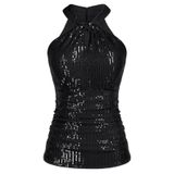 Blusas Femininas Com Lantejoulas Brilhantes Grace Karin, Gola Gargantilha Preta M