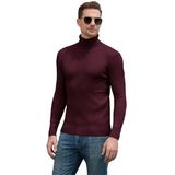 Suéter Masculino Qzh.duao, Casual, Justo, De Gola Alta, Vinho Tinto