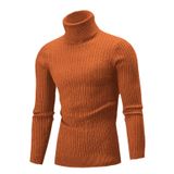 Suéter Masculino Qzh.duao, Gola Alta, Cabo Fino, Tricotado Em Caramelo