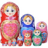 Bonecas Nesting Dolls Yakelus Matryoshka, 10 Peças Feitas À Mão Para Crianças