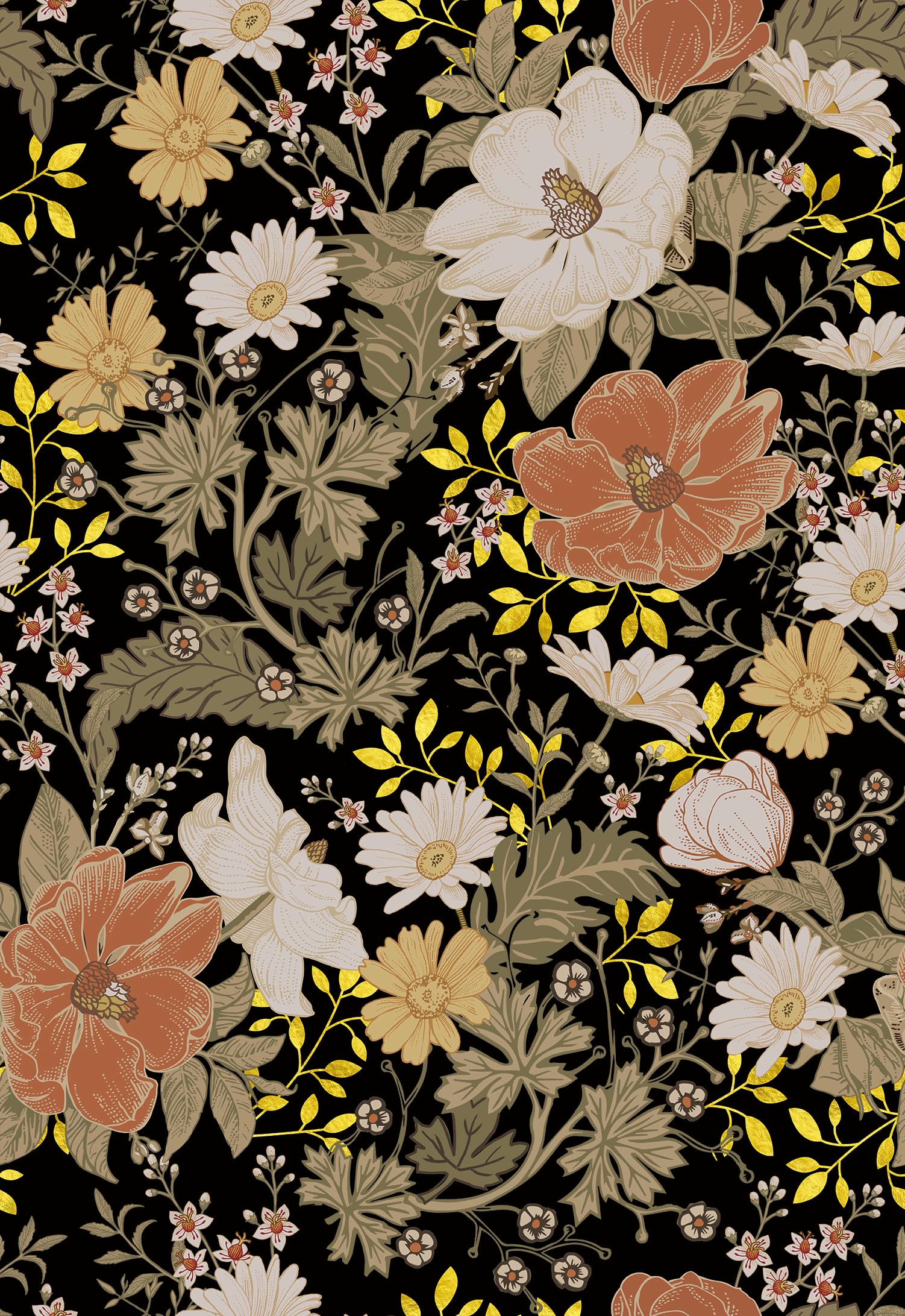 Papel De Parede Simon &amp; Siff Vintage Peel And Stick Floral 400x44cm