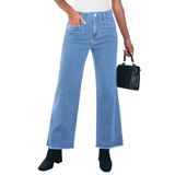 Jeans Grapent, Perna Larga, Cortada, Cintura Alta, Feminina, Azul Roadknight